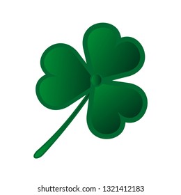 St. Patricks Day icon symbol: Traditional green colored clover leaf isolated on white background. Vector EPS10 illustration
