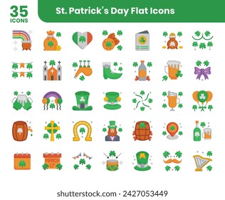 St Patrick's Day icons bundle. Flat icon style. Vector illustration.