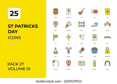 St patricks day icons collection. Set vector line with elements for mobile concepts and web apps. Collection modern icons.