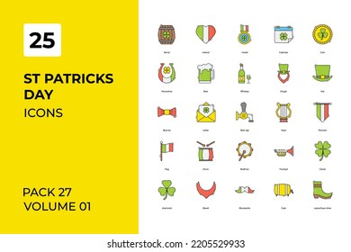 St patricks day icons collection. Set vector line with elements for mobile concepts and web apps. Collection modern icons.