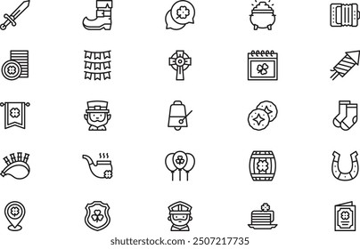 St patricks day icons collection is a vector illustration with editable stroke.