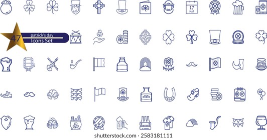 St patricks day icons collection. Set vector line with elements for mobile concepts and web apps.