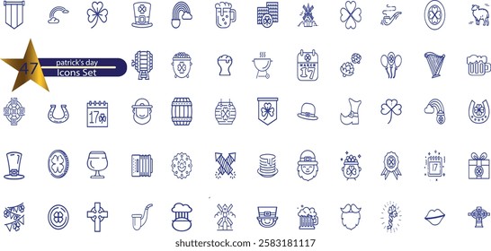 St patricks day icons collection. Set vector line with elements for mobile concepts and web apps.