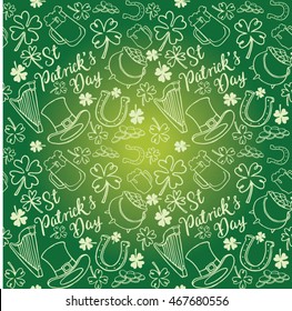 St Patrick's Day icons drawing seamless pattern