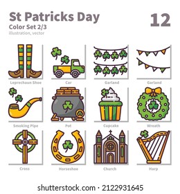 St patricks day icons set, Color, vector and illustration set 2