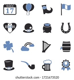 St. Patrick's Day Icons. Two Tone Flat Design. Vector Illustration.