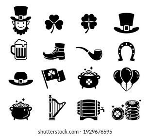 St patricks day icons. Vector illustrations.