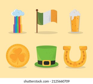st patricks day icons vector flat