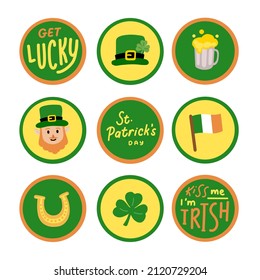 St Patrick's Day Illustration Circle Set