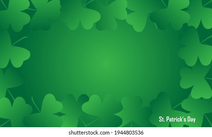 St Patrick's day illustration, clover leafs rotating on the green background