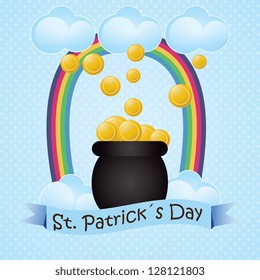 St Patricks Day illustration concept with rainbow. Vecto