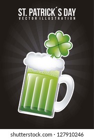 st patricks day illustration with green beer. vector illustration