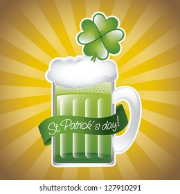 st patricks day illustration with green beer. vector illustration