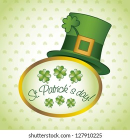 st patricks day illustration with hat and clover. vector illustration
