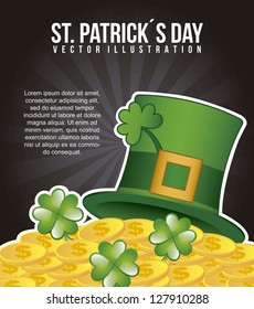 st patricks day illustration with hat and clover. vector illustration