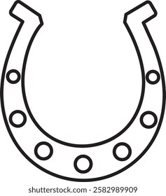 St. Patrick's Day, illustration, horseshoe, symbol of good luck and prosperity, black and white vector linear icon isolated on a white transparent background