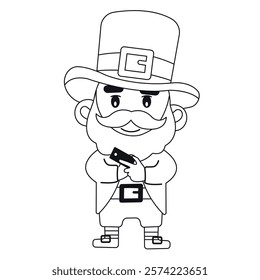  St. Patrick's Day illustration.Leprechaun. beer.Hand with phone