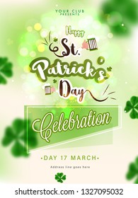 St Patrick's Day invitation card design with date and venue details.
