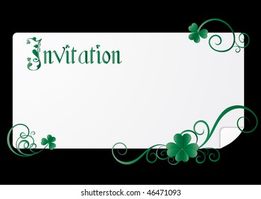 St. Patrick`s day invitation on black background, vector illustration