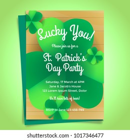 St. Patrick's Day Invitation with Shamrock Illustration