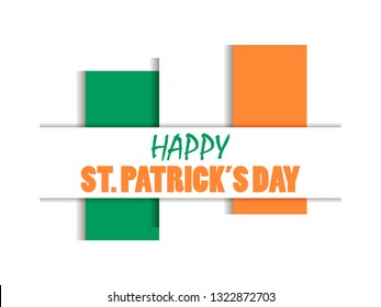 St. Patrick's Day. Irish flag on white background. Cut out of paper with shadows. Vector illustration