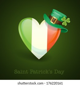 St. Patrick's Day. Irish Flag In The Shape Of A Heart. Vector Illustration. Eps 10.