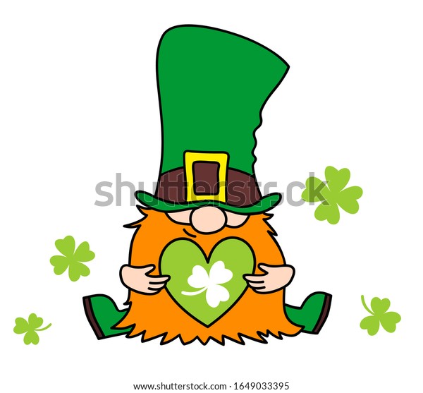 St Patricks Day Irish Gnome Clover Stock Vector (Royalty Free) 1649033395