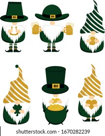 St. Patrick's Day Irish gnomes, Cartoon vector