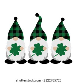 St. Patrick's Day Irish gnomes with clover for good luck vector design