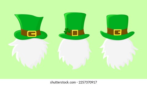 St. Patrick's Day Irish gnomes.Cartoon vector Leprechauns illustration for cards, decor, shirt design, invitation to the pub.Vector illustration.