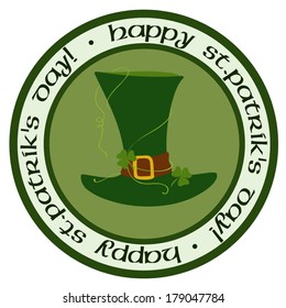 St. Patrick'S Day Irish green hat cartoon vector illustration sticker isolated on white background.