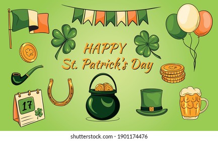St. Patricks Day with Irish icons and symbols
