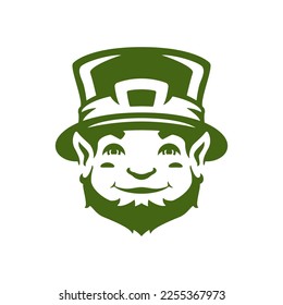 St Patrick's Day Irish leprechaun troll bearded elf hat portrait vintage icon vector flat illustration. Celtic traditional fairy tale folklore character fortune success smiling creature lucky mascot