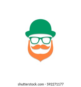 St. Patrick's day. Irish leprechaun logo. Vector
