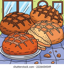St. Patricks Day Irish Soda Bread Colored Cartoon