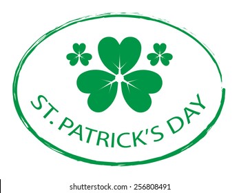 st patricks day irish stamp symbol with green shamrock vector illustration