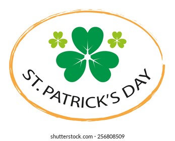 st patricks day irish stamp symbol with green shamrock vector illustration