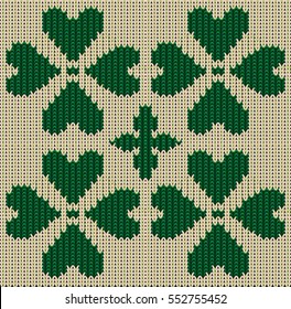 St patrick's day knitted clover card, vector illustration
