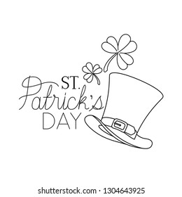 s.t. patrick`s day label with clover and elf hat icons