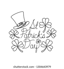 s.t. patrick`s day label with clover and elf hat icons