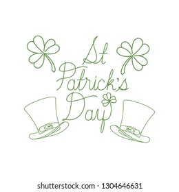 s.t. patrick`s day label with clover and elf hat icons