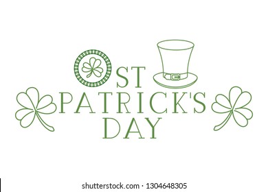 s.t. patrick`s day label with clover and elf hat icons