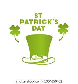 s.t. patrick`s day label with clover and elf hat icons