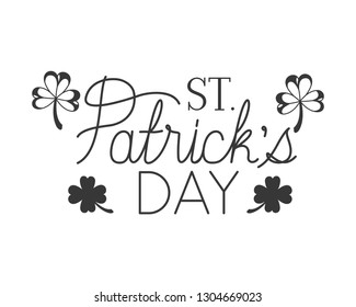 s.t. patrick`s day label with clover isolated icon