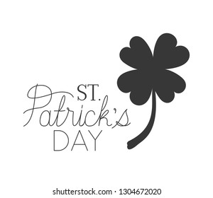 s.t. patrick`s day label with clover isolated icon