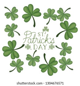 s.t. patrick`s day label with clover isolated icon