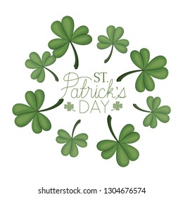 s.t. patrick`s day label with clover isolated icon