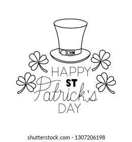 st patricks day label with clover and elf hat icons