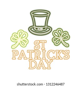st. patricks day label with clover and elf hat icons