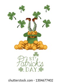 st patrick`s day label with coins icons